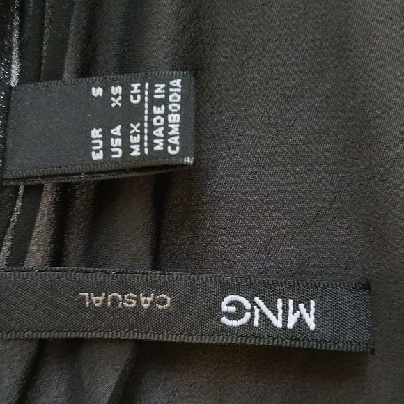 Women's Mango MNG Black Gunmetal Sheer Long Sleeve Blouse - Picture 4 of 4